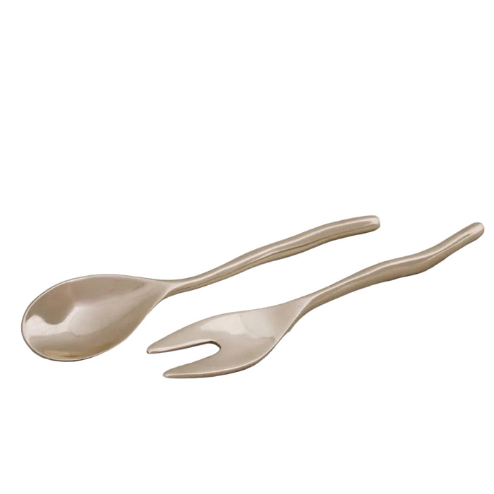 Sierra Modern Maia Small Salad Servers (Shiny Gold) | Bone & Brass