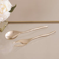 Sierra Modern Maia Small Salad Servers (Shiny Gold) - Set Detail | Bone & Brass