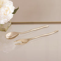 Sierra Modern Maia Large Salad Servers (Shiny Gold) - Set Detail | Bone & Brass