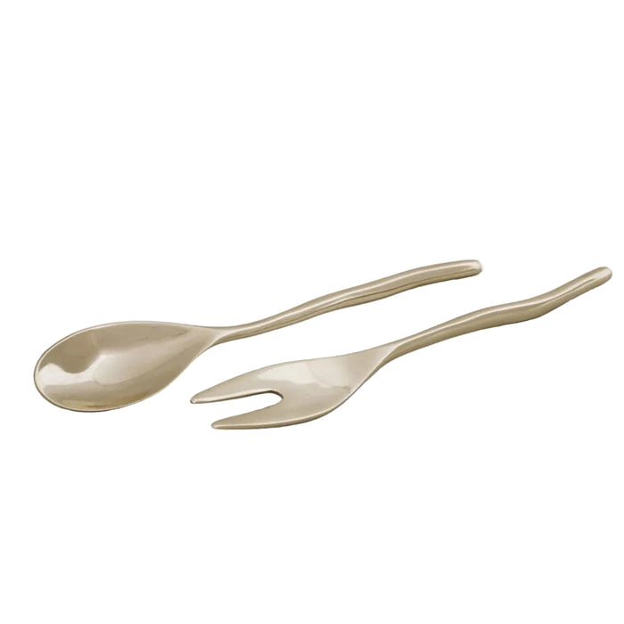 Sierra Modern Maia Large Salad Servers (Shiny Gold) | Bone & Brass