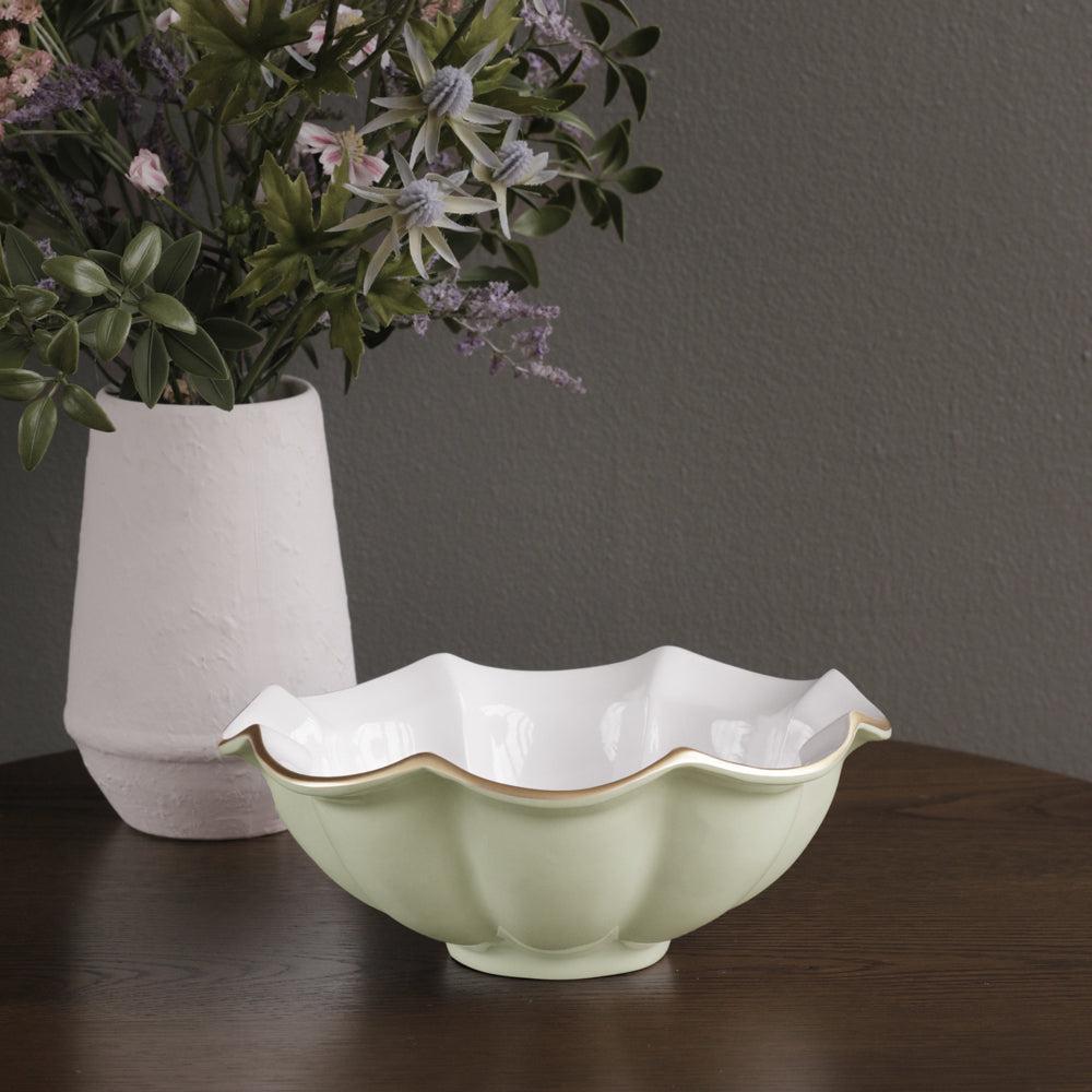 Encanto Devon Medium Bowl (Pistachio White) - Bowl Side View | Bone & Brass