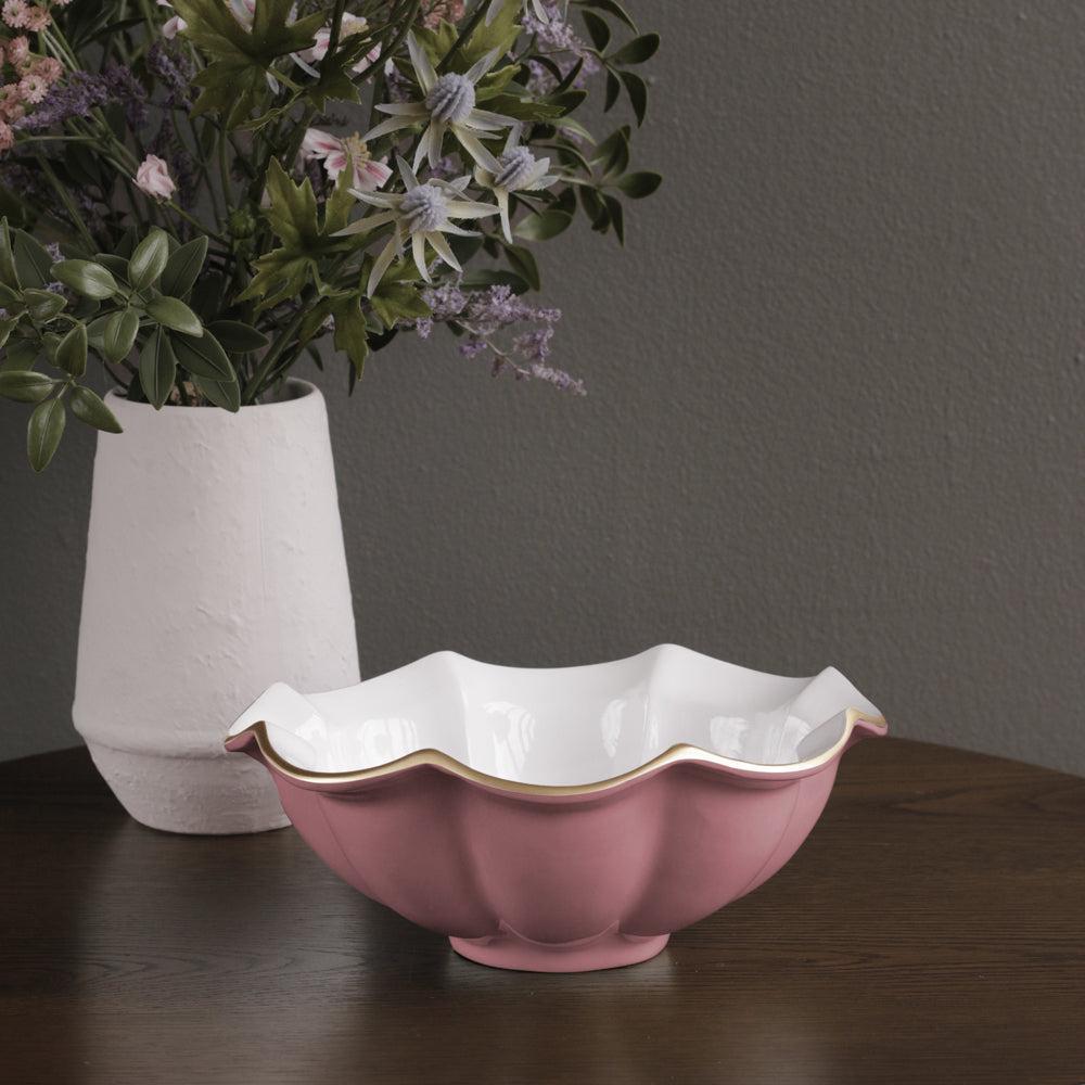 Encanto Devon Medium Bowl (Pink White) - Bowl Detail | Bone & Brass