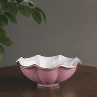 Encanto Devon Medium Bowl (Pink White) - Bowl Top View | Bone & Brass