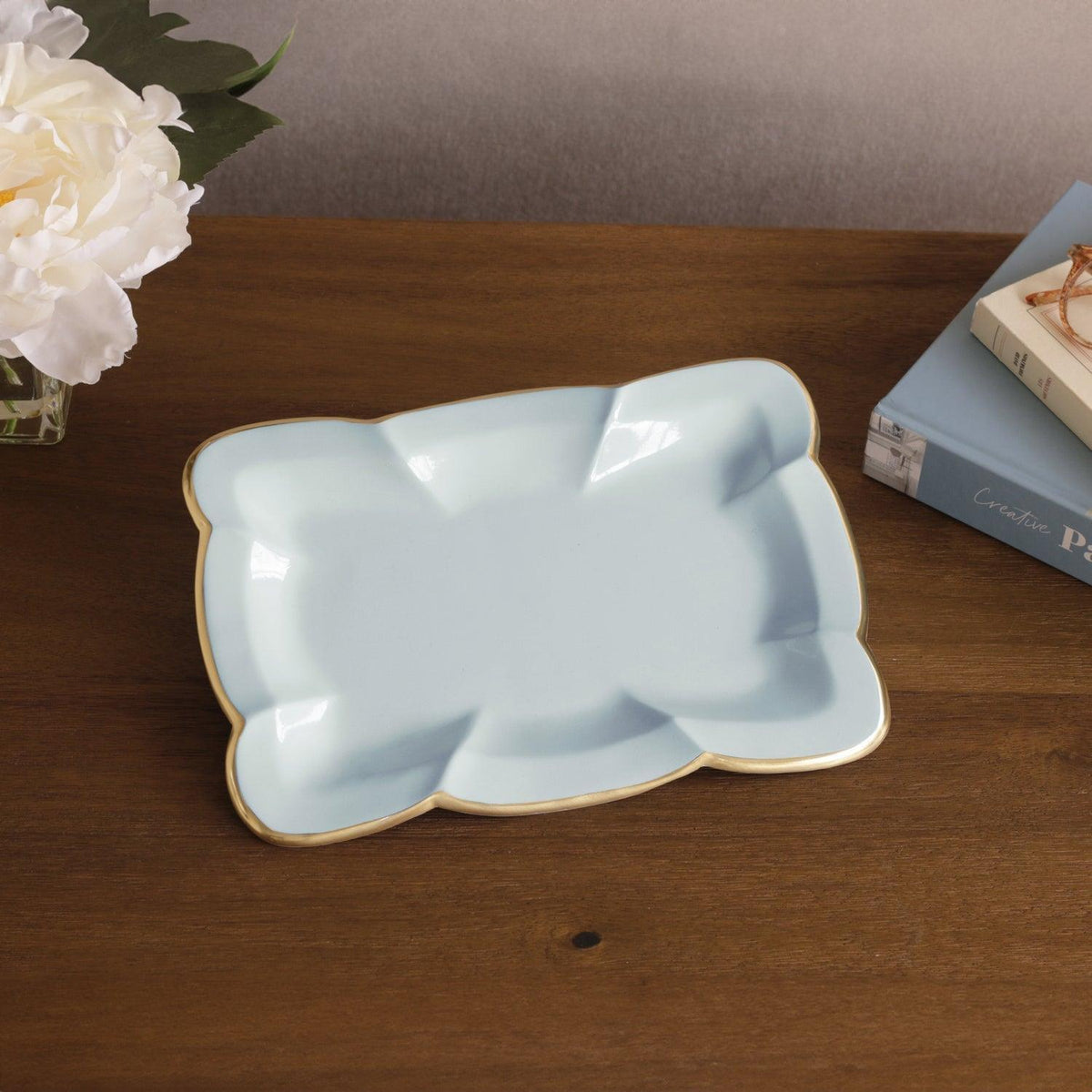 Encanto Devon Medium Tray (Sky Blue) - Tray Detail | Bone & Brass