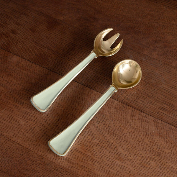 Encanto Soho Salad Servers (Pistachio) - Set Detail | Bone & Brass