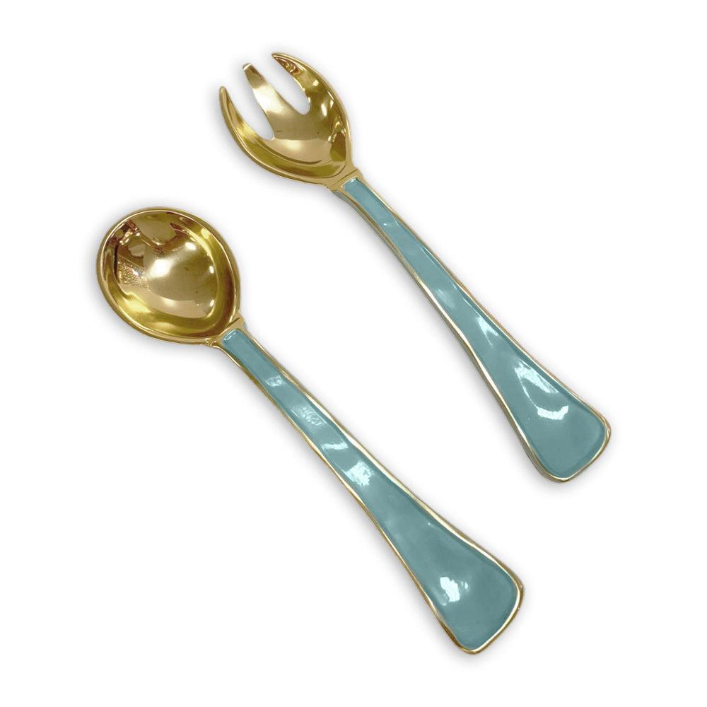 Encanto Soho Salad Servers (Turquoise) | Bone & Brass