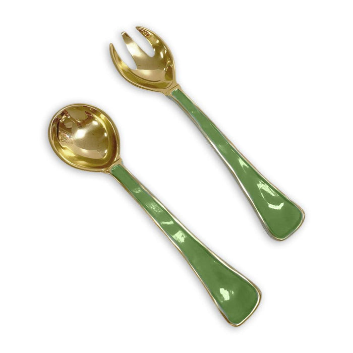 Encanto Soho Salad Servers Leaf Green | Bone & Brass