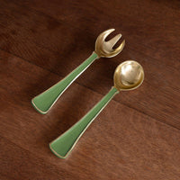 Encanto Soho Salad Servers Leaf Green - Set Detail | Bone & Brass