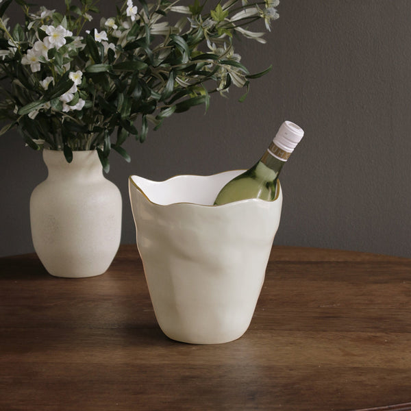 Encanto Soho Large Ice Bucket (Cream White) - Ice Bucket Detail | Bone & Brass