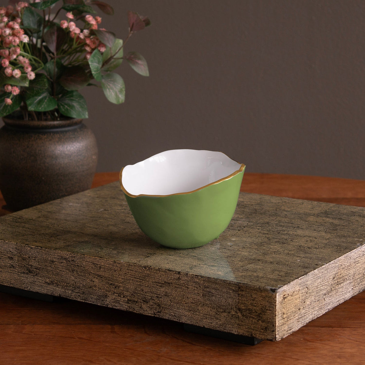 Encanto Osaka Small Bowl (Green White) - Bowl Top View | Bone & Brass