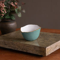 Encanto Osaka Small Bowl (Turquoise White) - Bowl Top View | Bone & Brass