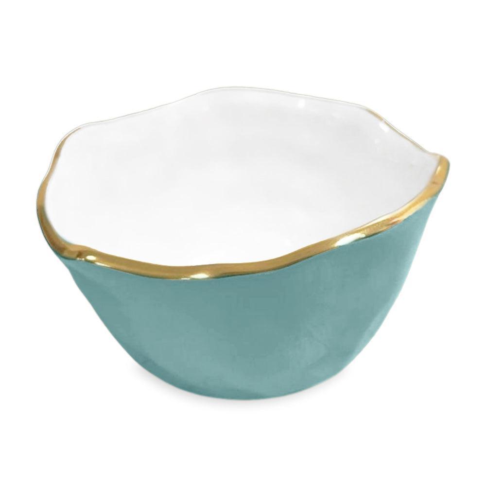 Encanto Osaka Small Bowl (Turquoise White) | Bone & Brass