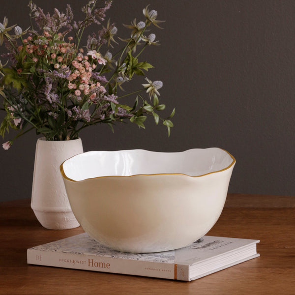 Encanto Osaka Large Bowl (Cream White) - Bowl Detail | Bone & Brass
