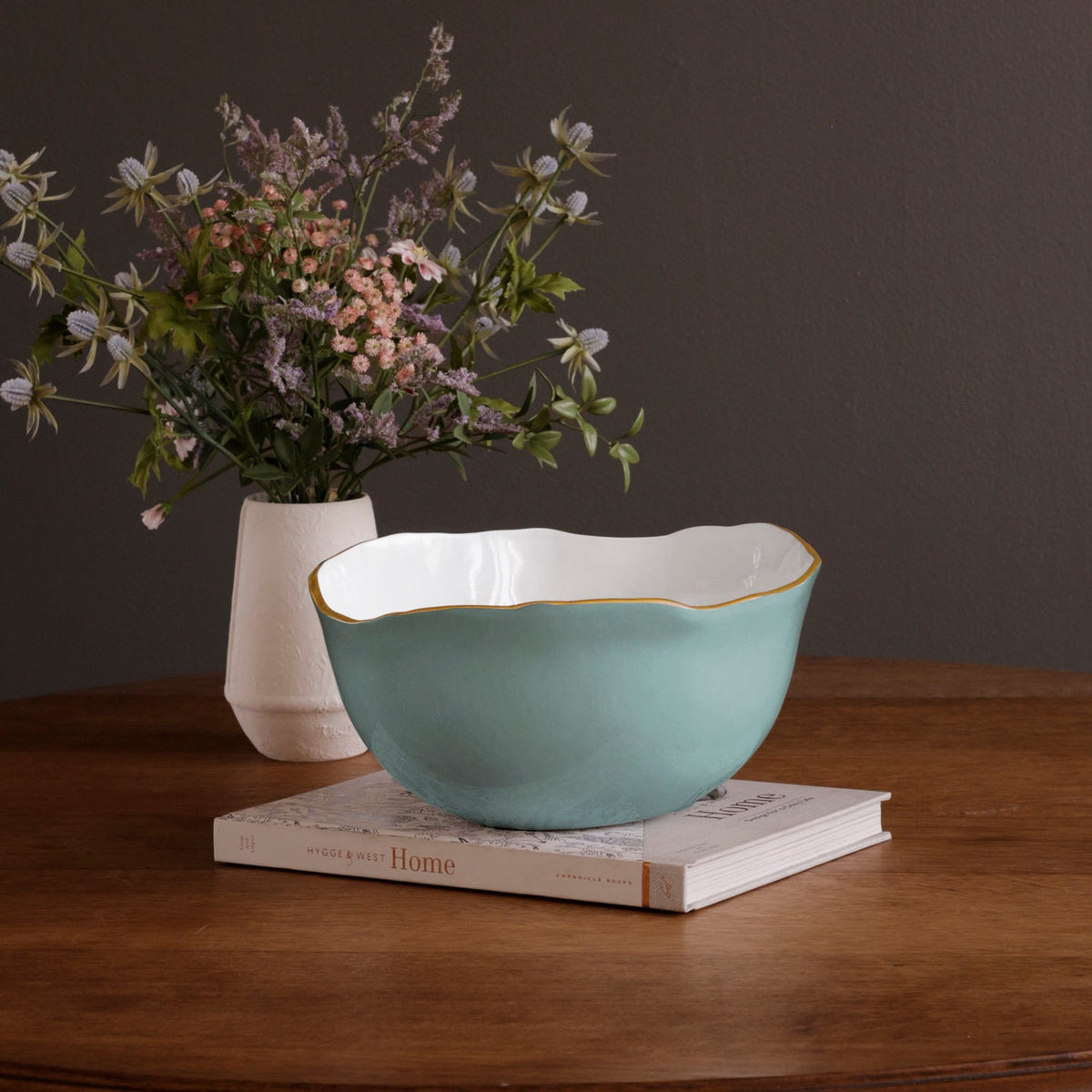 Encanto Osaka Large Bowl (Turquoise White) - Bowl Detail | Bone & Brass