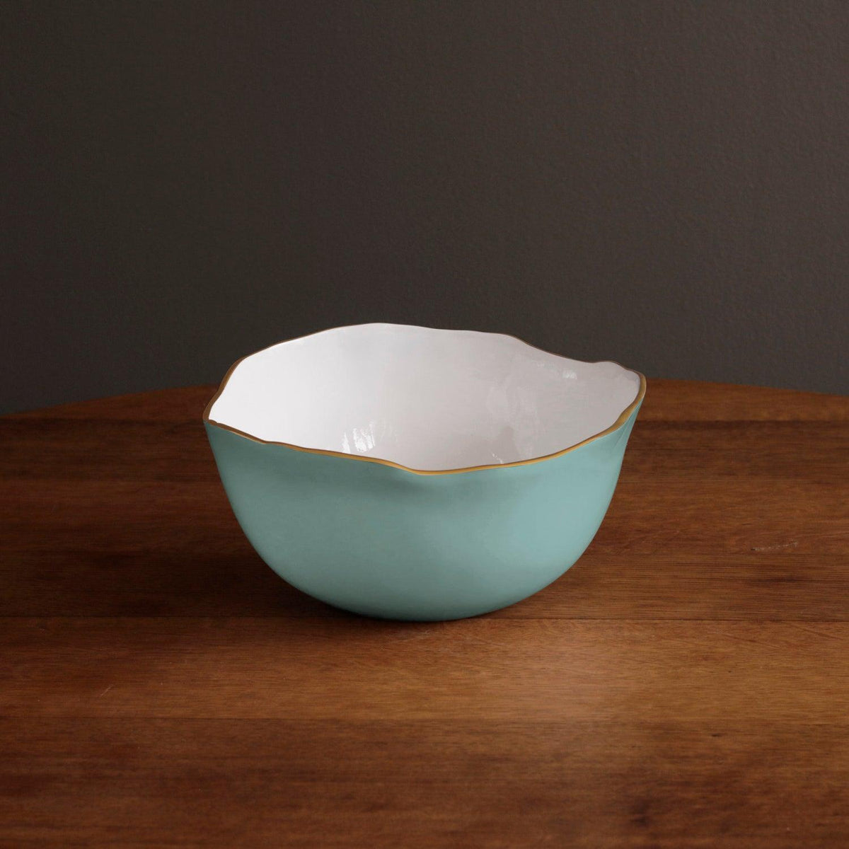 Encanto Osaka Large Bowl (Turquoise White) - Bowl Top View | Bone & Brass