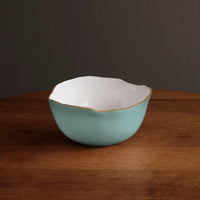 Encanto Osaka Large Bowl (Turquoise White) - Bowl Top View | Bone & Brass