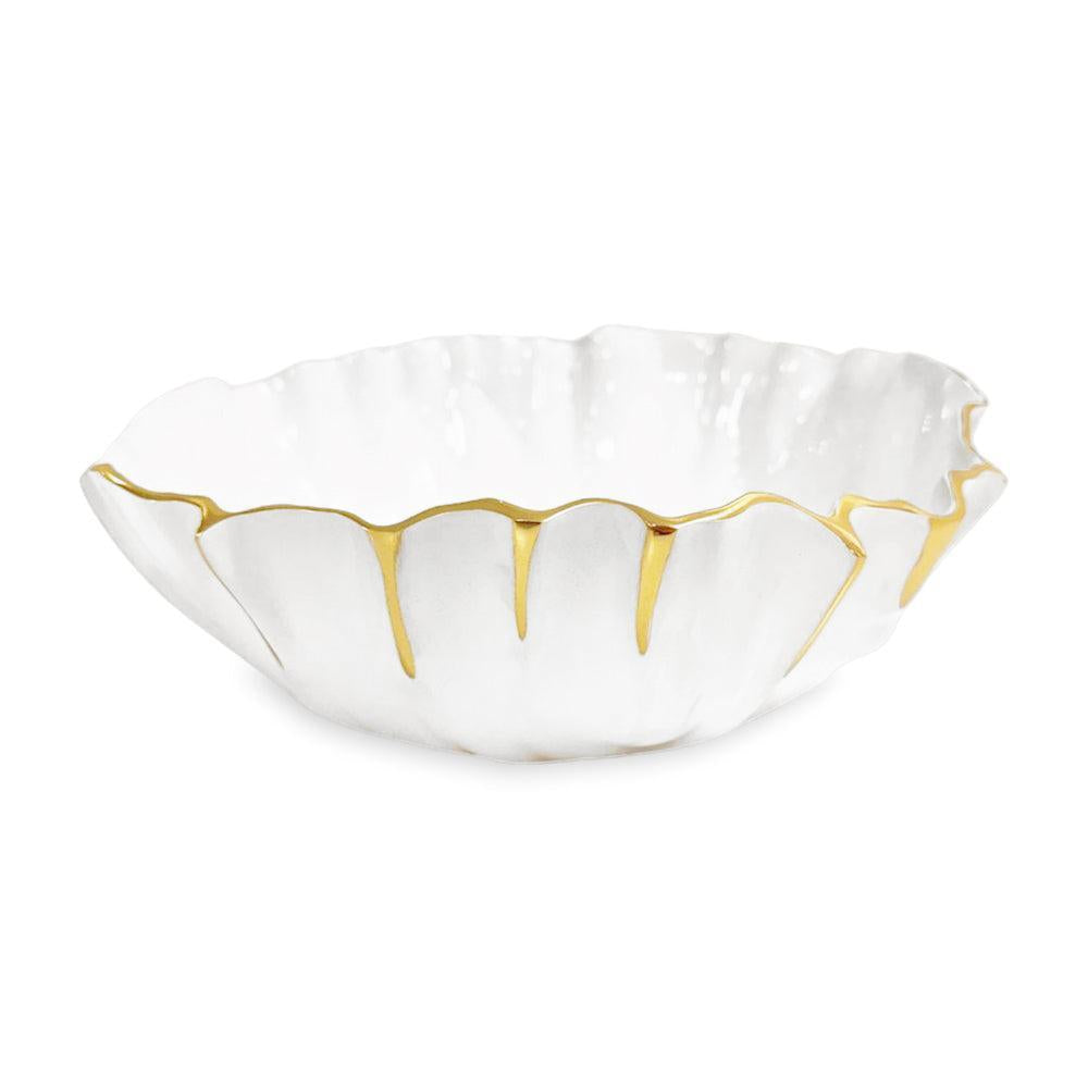 Thanni Mystic Medium Round Bowl (White Gold) | Bone & Brass