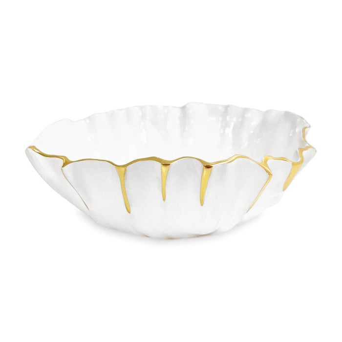 Thanni Mystic Medium Round Bowl (White Gold) | Bone & Brass