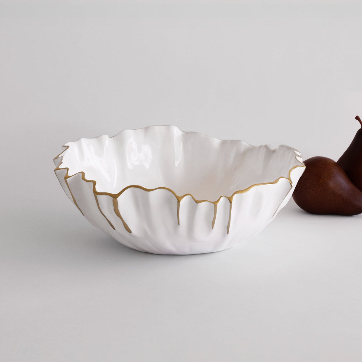 Thanni Mystic Medium Round Bowl (White Gold) - Bowl Side View | Bone & Brass
