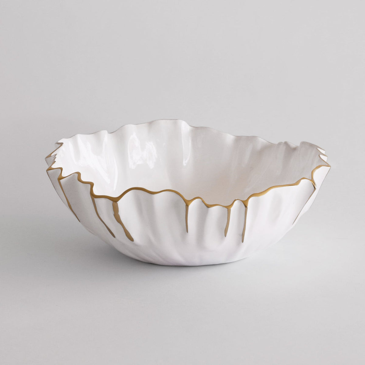 Thanni Mystic Medium Round Bowl (White Gold) - Bowl Top View | Bone & Brass
