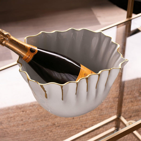 Thanni White & Gold Mystic Ice Bucket - Ice Bucket Detail | Bone & Brass