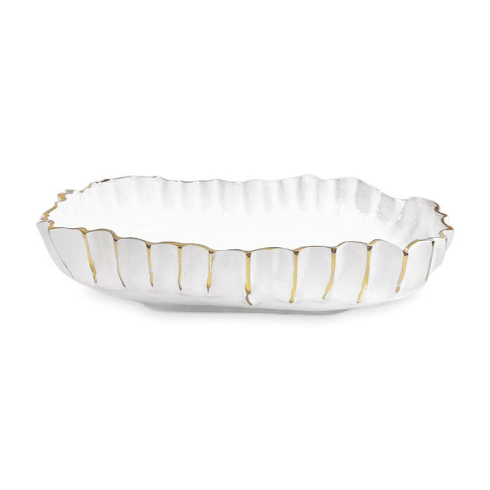 Thanni Mystic Large Oval Bowl (White Gold) | Bone & Brass