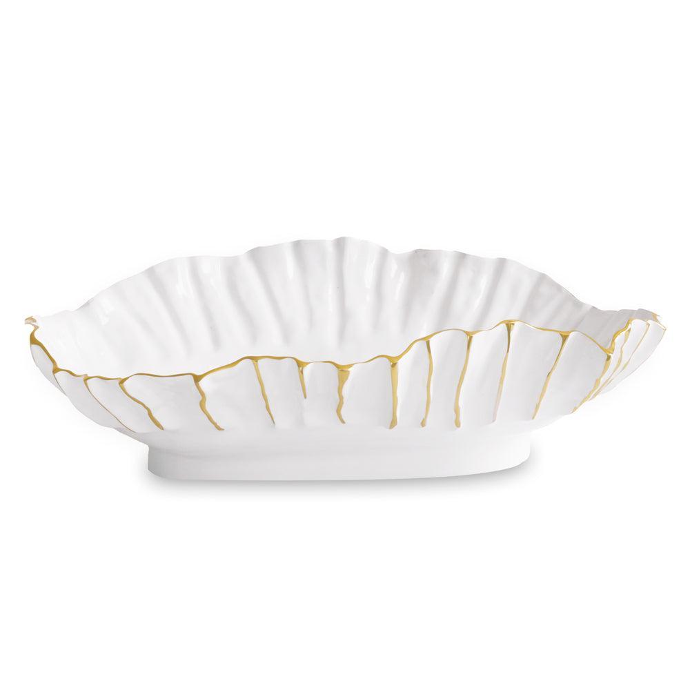 Thanni Mystic Extra Large Oval Bowl (White Gold) | Bone & Brass