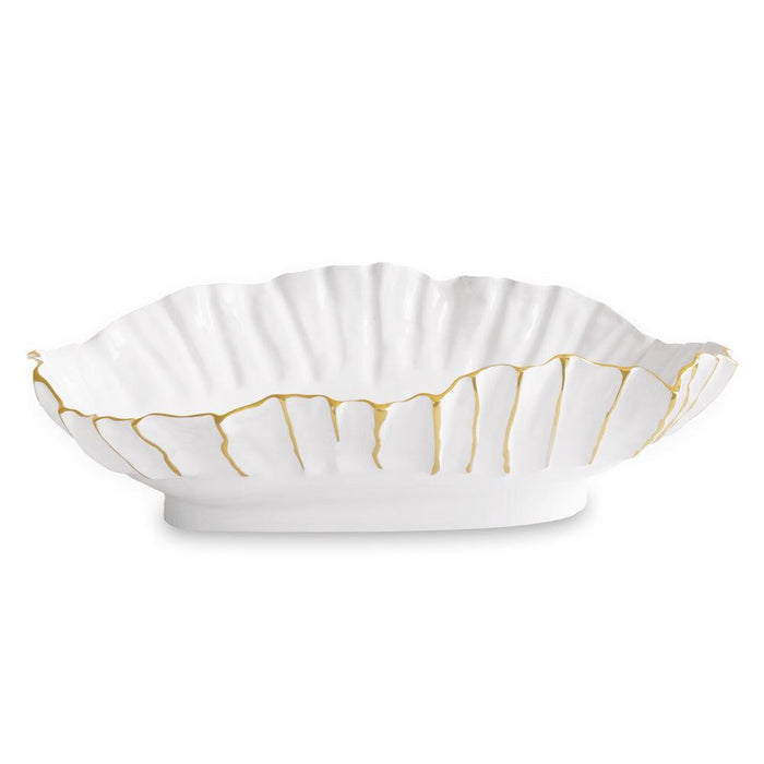 Thanni Mystic Extra Large Oval Bowl (White Gold) | Bone & Brass