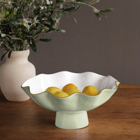 Encanto Carola Large Pedestal (Pistachio White) - Bowl Side View | Bone & Brass