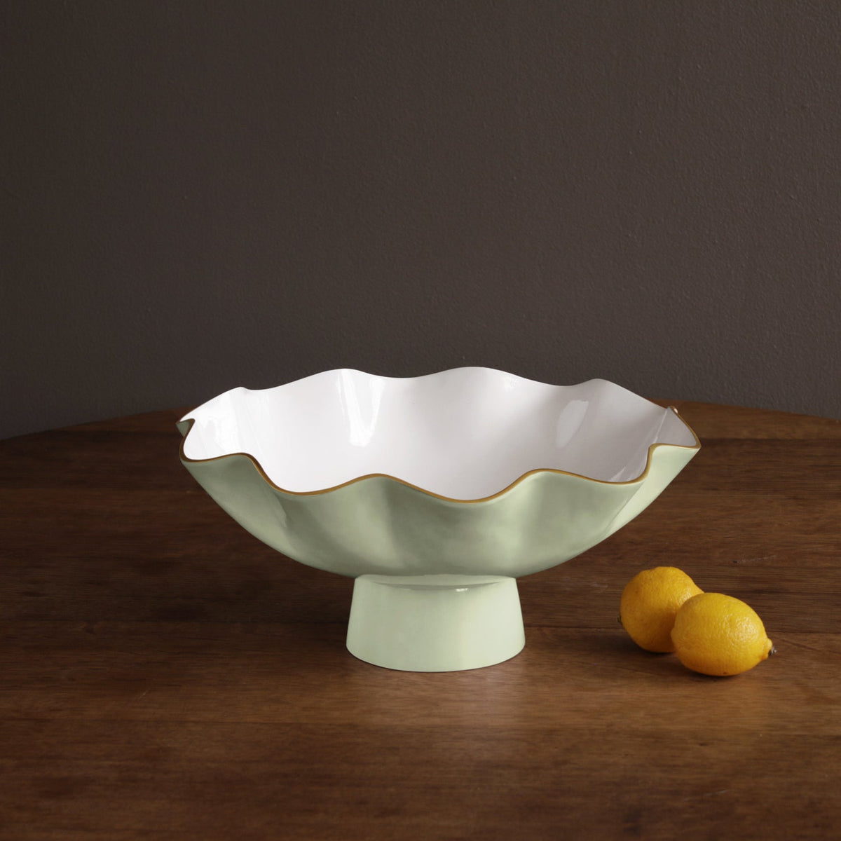 Encanto Carola Large Pedestal (Pistachio White) - Bowl Top View | Bone & Brass
