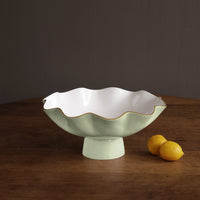 Encanto Carola Large Pedestal (Pistachio White) - Bowl Top View | Bone & Brass