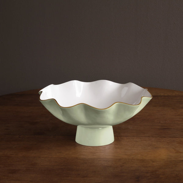 Encanto Carola Large Pedestal (Pistachio White) - Bowl Detail | Bone & Brass