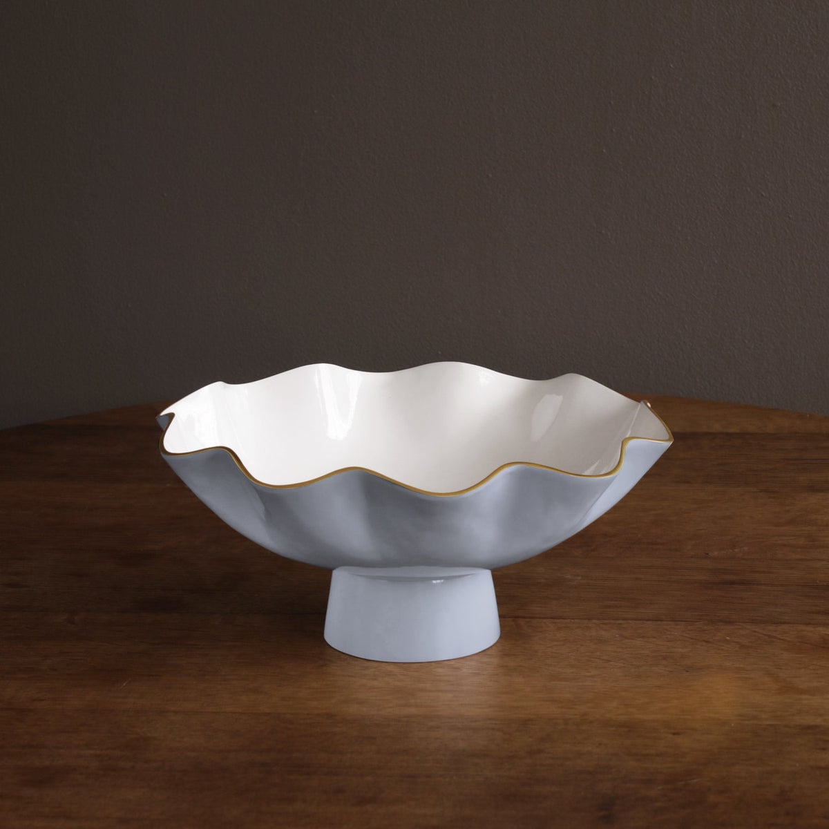Encanto Carola Large Pedestal (Periwinkle White) - Bowl Top View | Bone & Brass