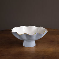 Encanto Carola Large Pedestal (Periwinkle White) - Bowl Top View | Bone & Brass