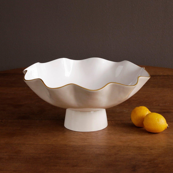 Encanto Carola Large Pedestal (Cream White) - Bowl Detail | Bone & Brass