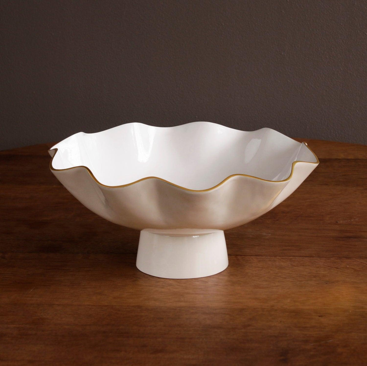 Encanto Carola Large Pedestal (Cream White) - Bowl Top View | Bone & Brass