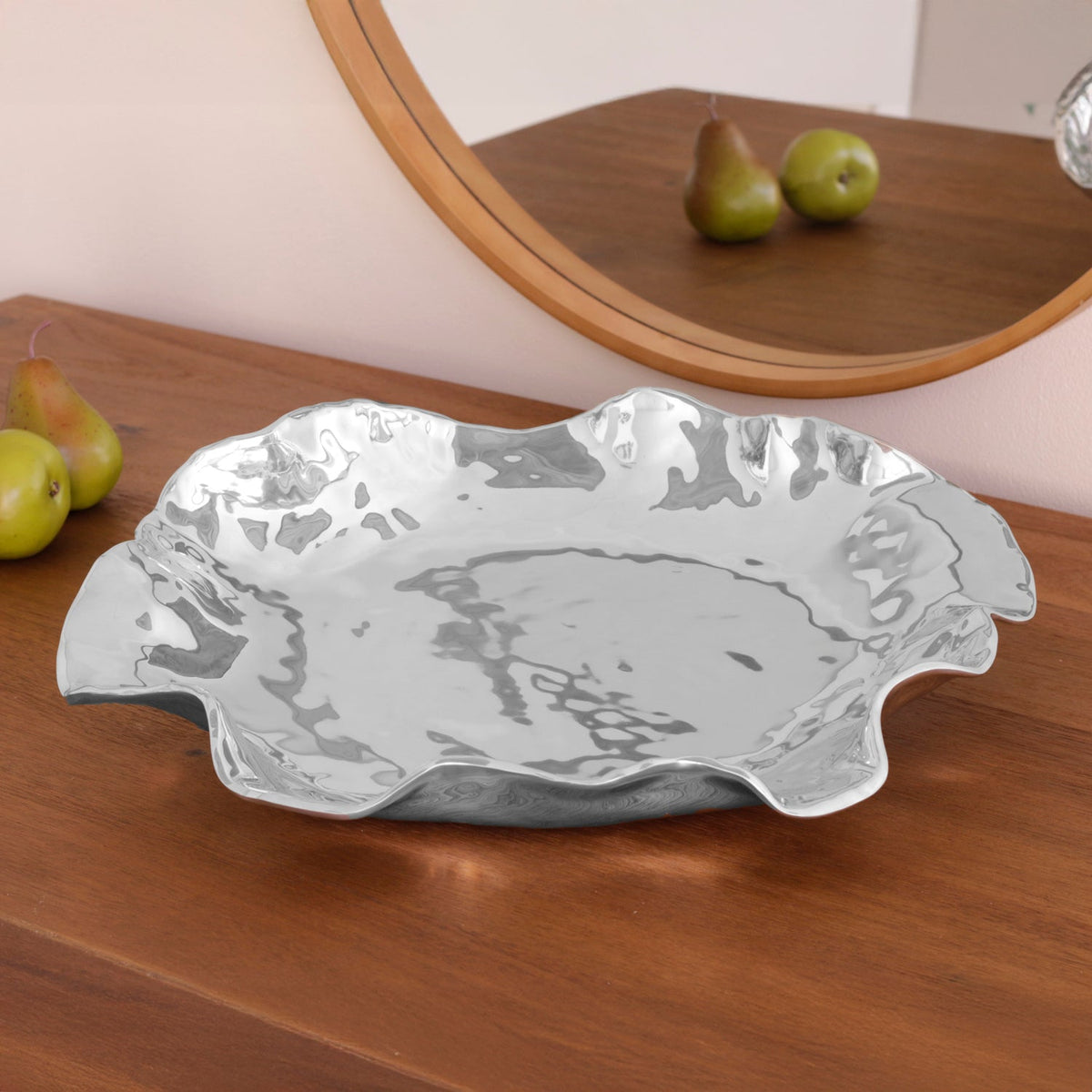 Silver Vento Scalloped Extra Large Serving Platter - Platter Detail | Bone & Brass