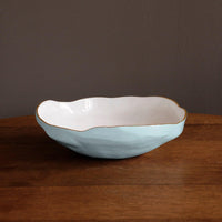 Encanto Nuevo Large Bowl (Sky Blue White) - Bowl Top View | Bone & Brass