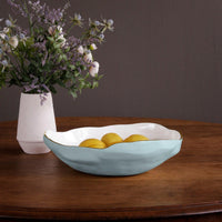 Encanto Nuevo Large Bowl (Sky Blue White) - Bowl Detail | Bone & Brass