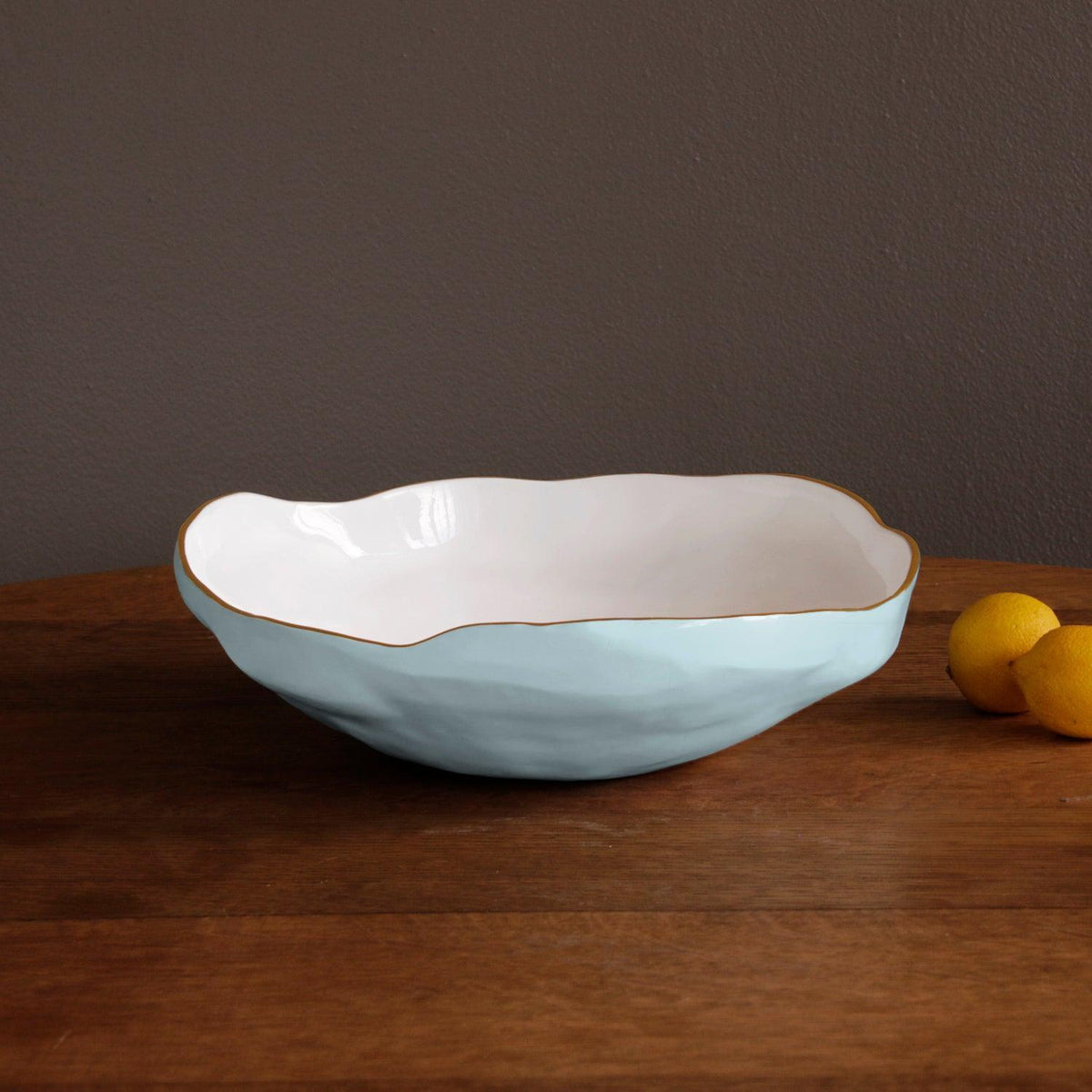 Encanto Nuevo Large Bowl (Sky Blue White) - Bowl Side View | Bone & Brass