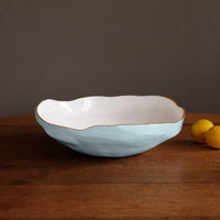 Encanto Nuevo Large Bowl (Sky Blue White) - Bowl Side View | Bone & Brass