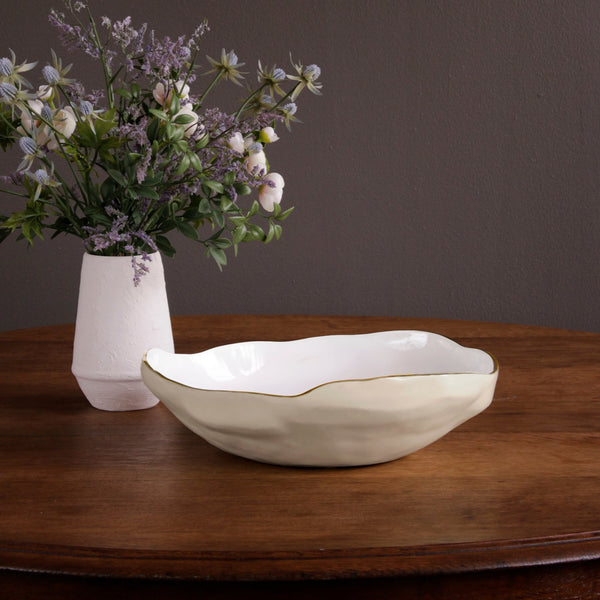 Encanto Nuevo Large Bowl (Cream White) - Bowl Detail | Bone & Brass