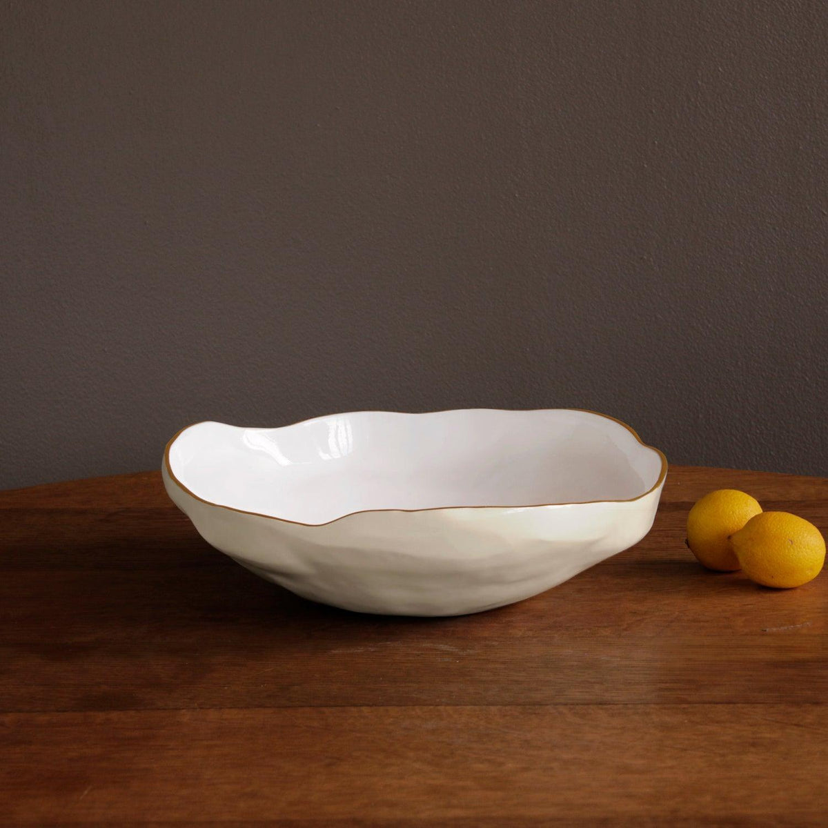 Encanto Nuevo Large Bowl (Cream White) - Bowl Side View | Bone & Brass