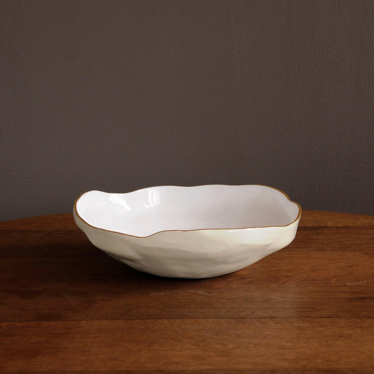 Encanto Nuevo Large Bowl (Cream White) - Bowl Top View | Bone & Brass