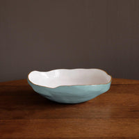 Encanto Nuevo Large Bowl (Turquoise White) - Bowl Top View | Bone & Brass