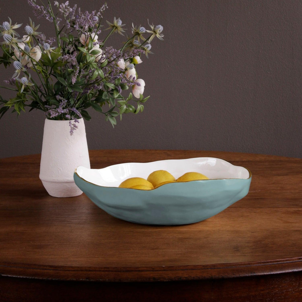 Encanto Nuevo Large Bowl (Turquoise White) - Bowl View | Bone & Brass