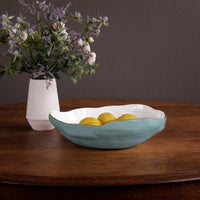 Encanto Nuevo Large Bowl (Turquoise White) - Bowl View | Bone & Brass