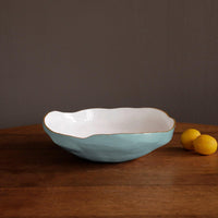 Encanto Nuevo Large Bowl (Turquoise White) - Bowl Side View | Bone & Brass
