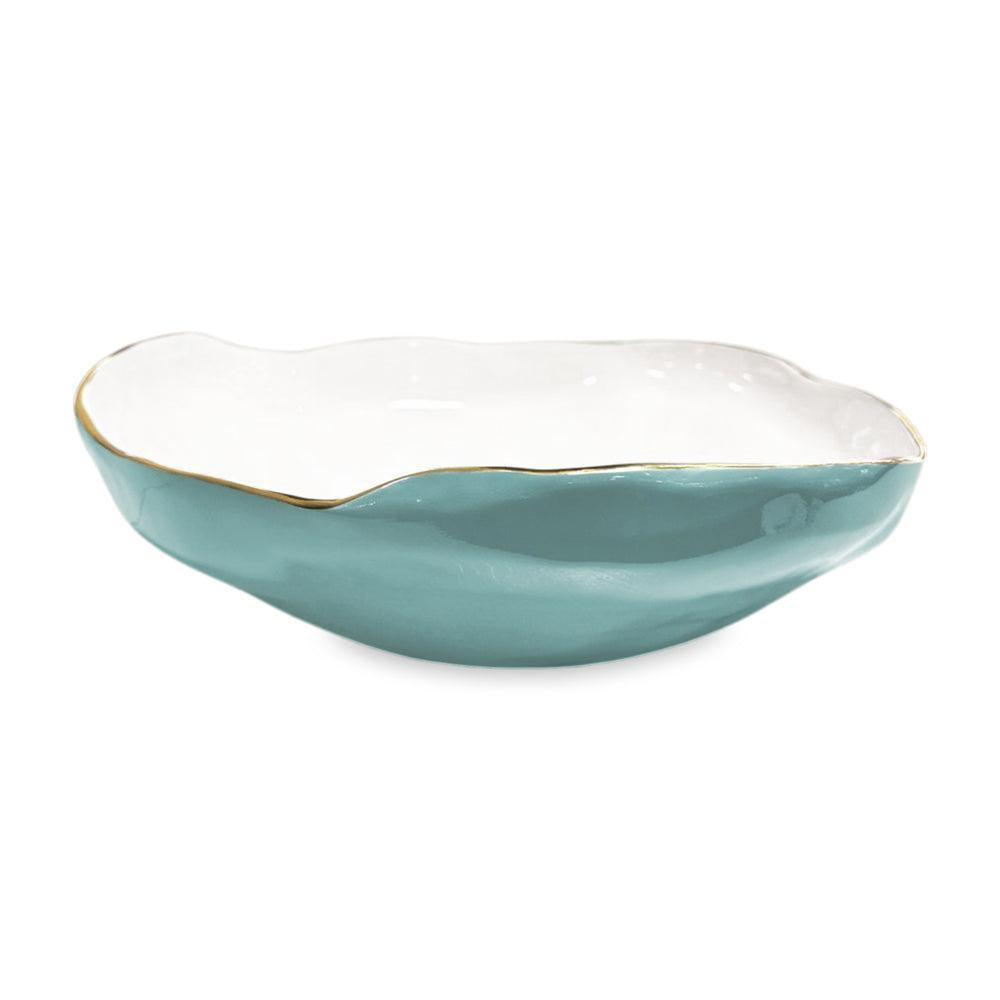 Encanto Nuevo Large Bowl (Turquoise White) | Bone & Brass