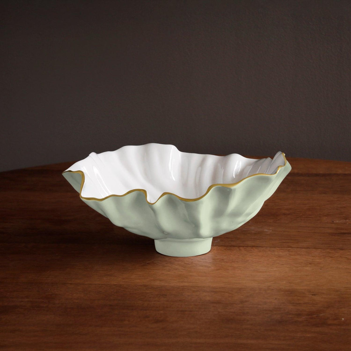 Encanto Bloom Medium Bowl (Pistachio White) - Bowl Top View | Bone & Brass